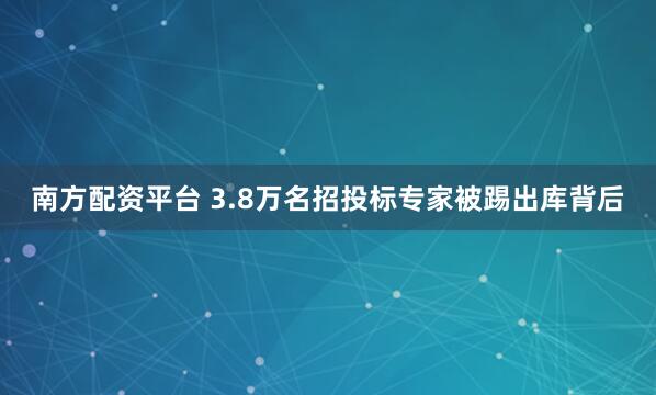 南方配资平台 3.8万名招投标专家被踢出库背后
