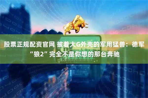 股票正规配资官网 披着大G外壳的军用猛兽：德军“狼2”完全不是你想的那台奔驰